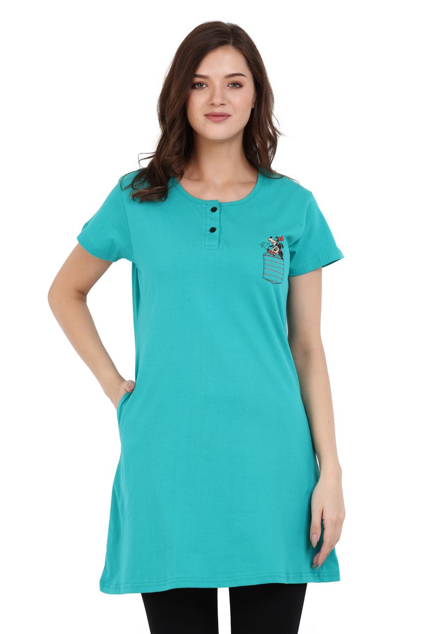long t-shirt for women green color